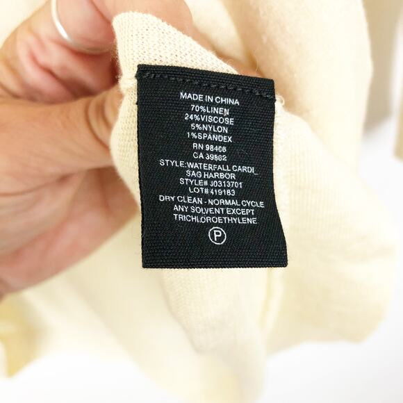 Theory Womens Sag Harbor Cardigan Small Cream Sweater Open Front Waterfall NWT - Picture 9 of 9